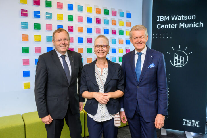 acatech Präsidenten Jan Wörner und Thomas Weber mit IBM-Gastgeberin Andrea Martin